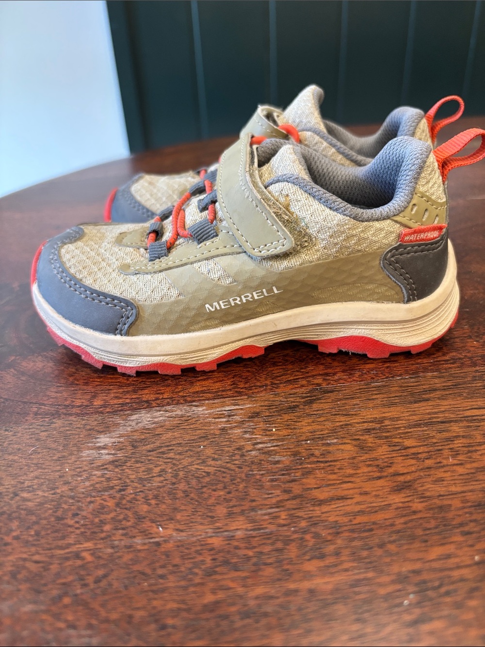 Merrell Kids Olive and Red Hiking Sneakers
